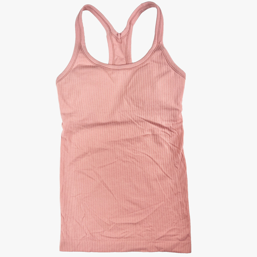 Lululemon Ebb to Street Tank 2 W1AX1S Pink Ribbed Yoga Racerback Top Seamless